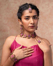 WHE Multicolor Kantha Silk Fabric and Repurposed Wood Necklace