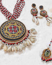 WHE Two in One Hand Embroidered Multicolor pendant Choker