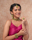 WHE Kantha Green Repurposed Silk Fabric and Wood Maang Tika