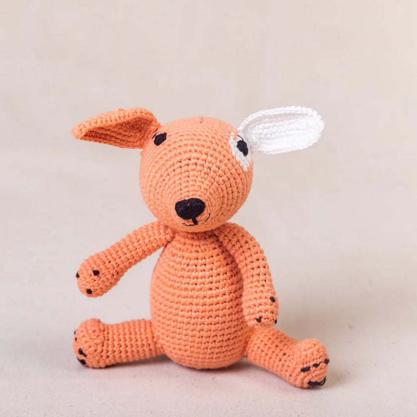 Handmade Crochet Pooch Peach Cotton Stuffed Puppy Toy