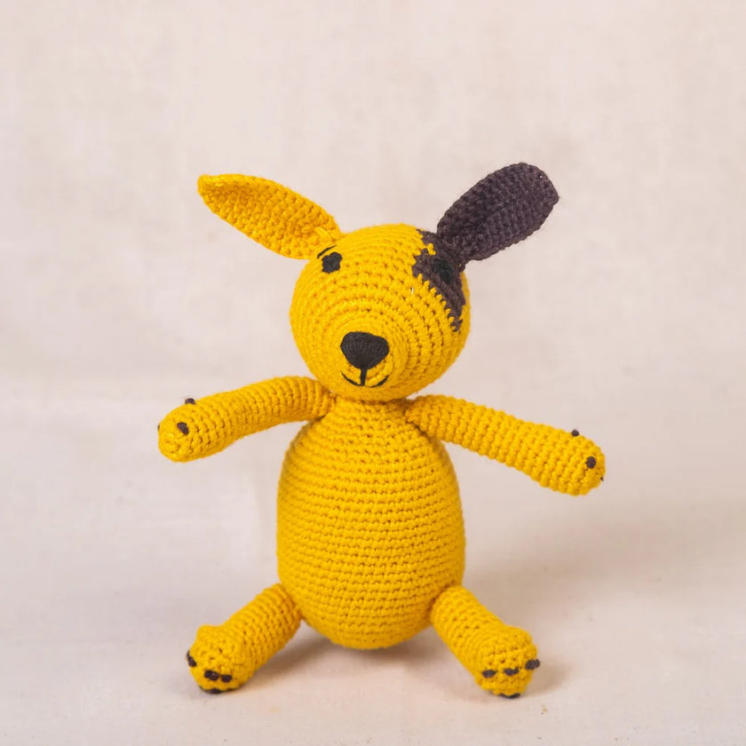Hand Crochet Pooch Yellow Cotton Stuffed Puppy Toy
