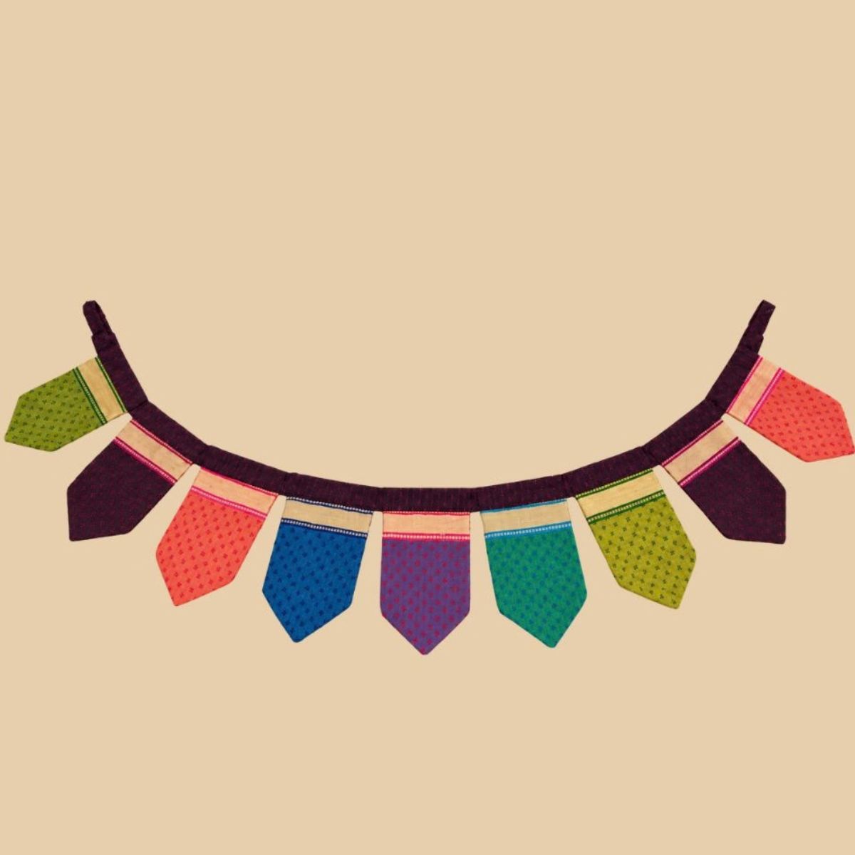 IndiDhaage Festive Home Gift | Handcrafted Multicolour Fabric Toran
