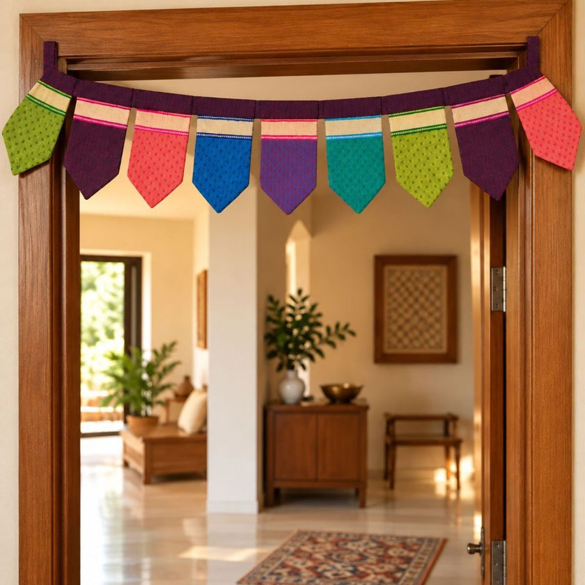 IndiDhaage Festive Home Gift | Handcrafted Multicolour Fabric Toran