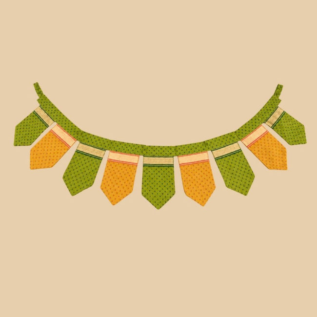 IndiDhaage Festive Home Gift  | Handcrafted Green Fabric Toran