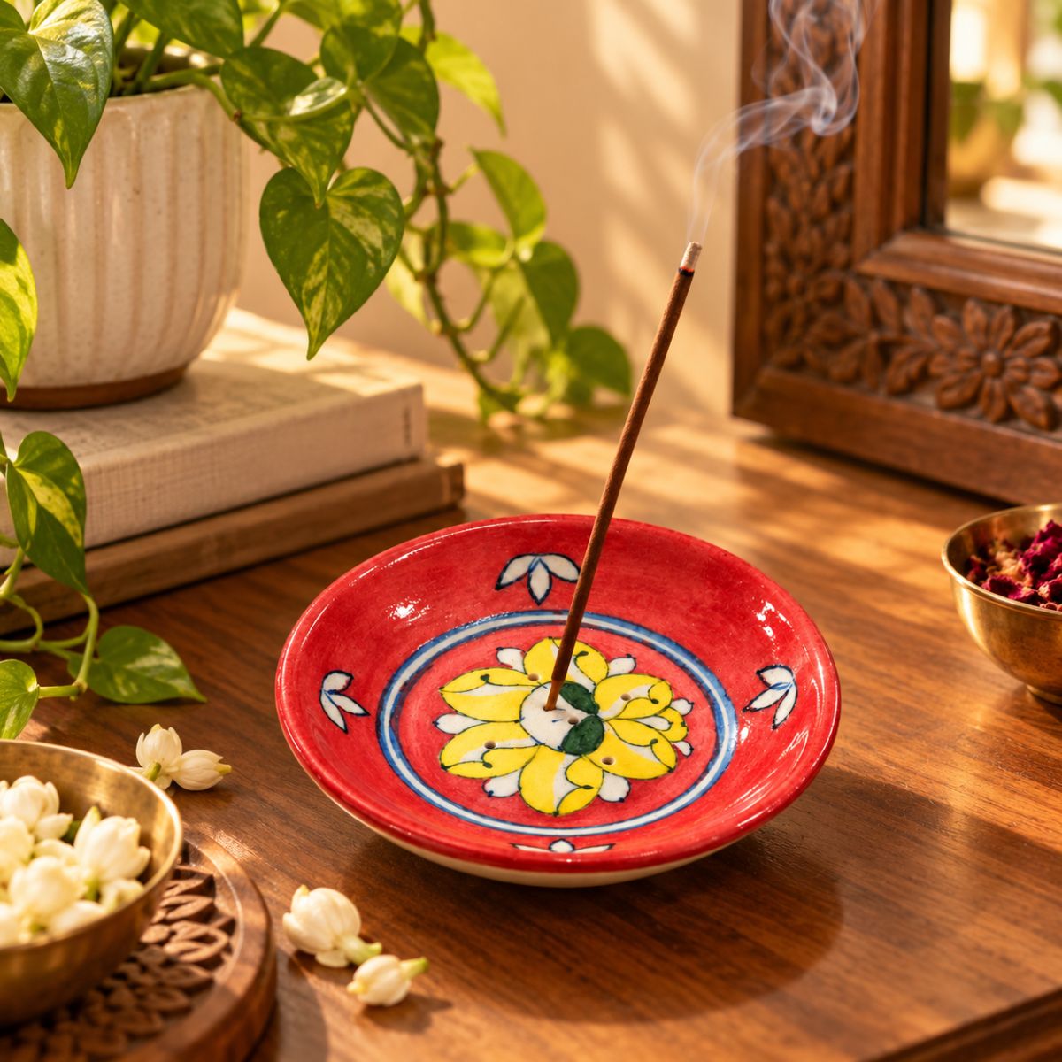 IndiDhaage Festive Bloom Gift Box | Handmade Toran, Diya Set & Floral Incense Holder | Diwali Home Décor