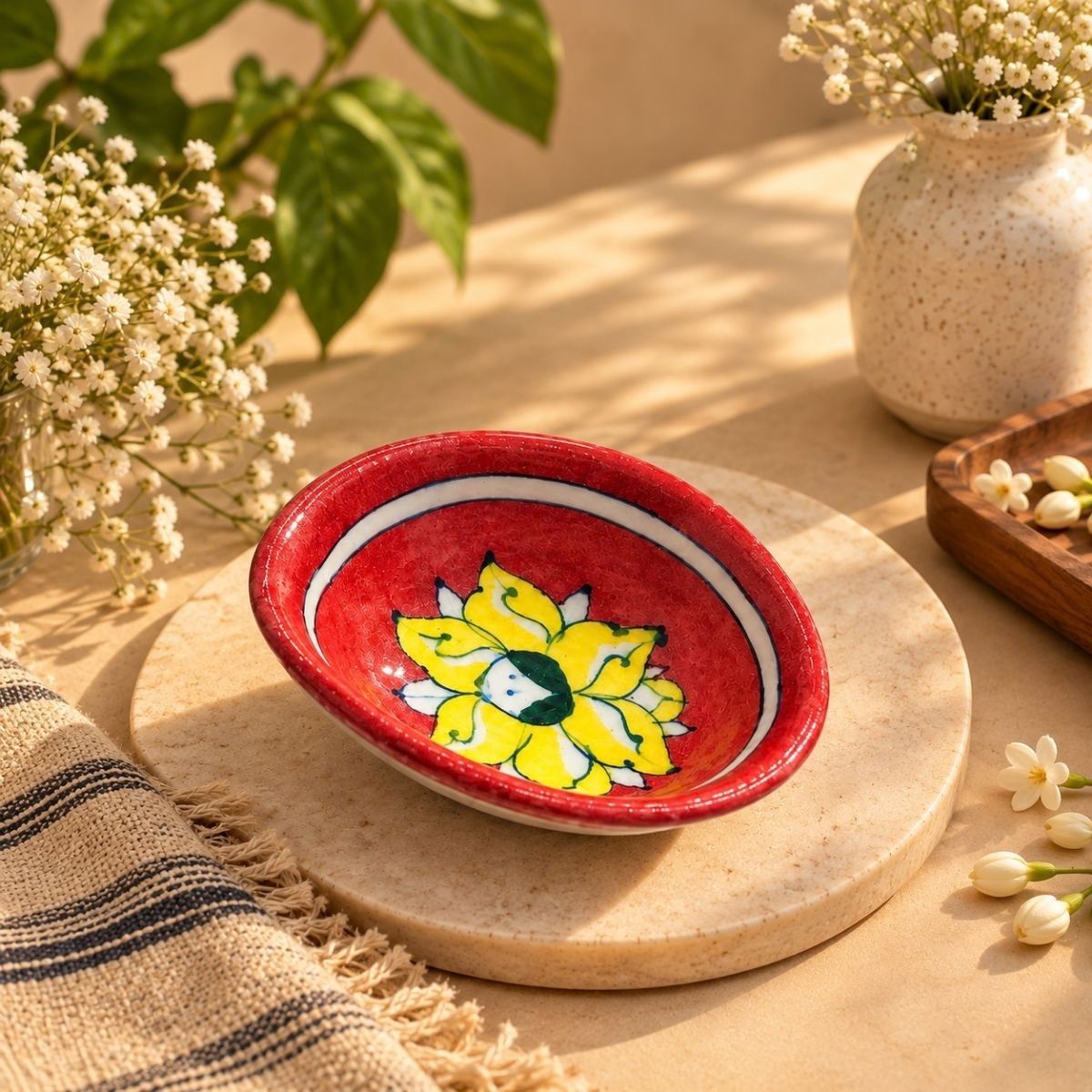 IndiDhaage Festive Bloom Gift Box | Handmade Toran, Diya Set & Floral Incense Holder | Diwali Home Décor