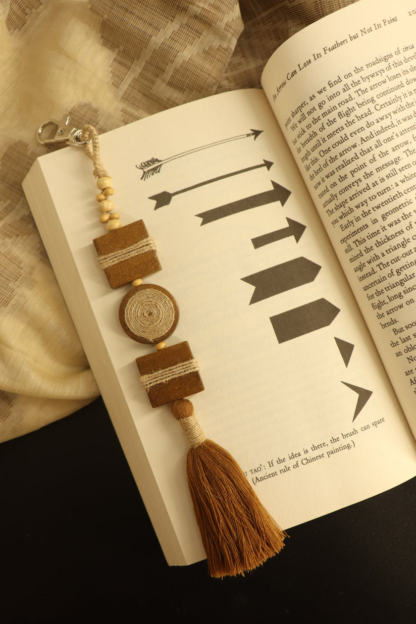 WHE Earthy Wood Tassel Bag Charm