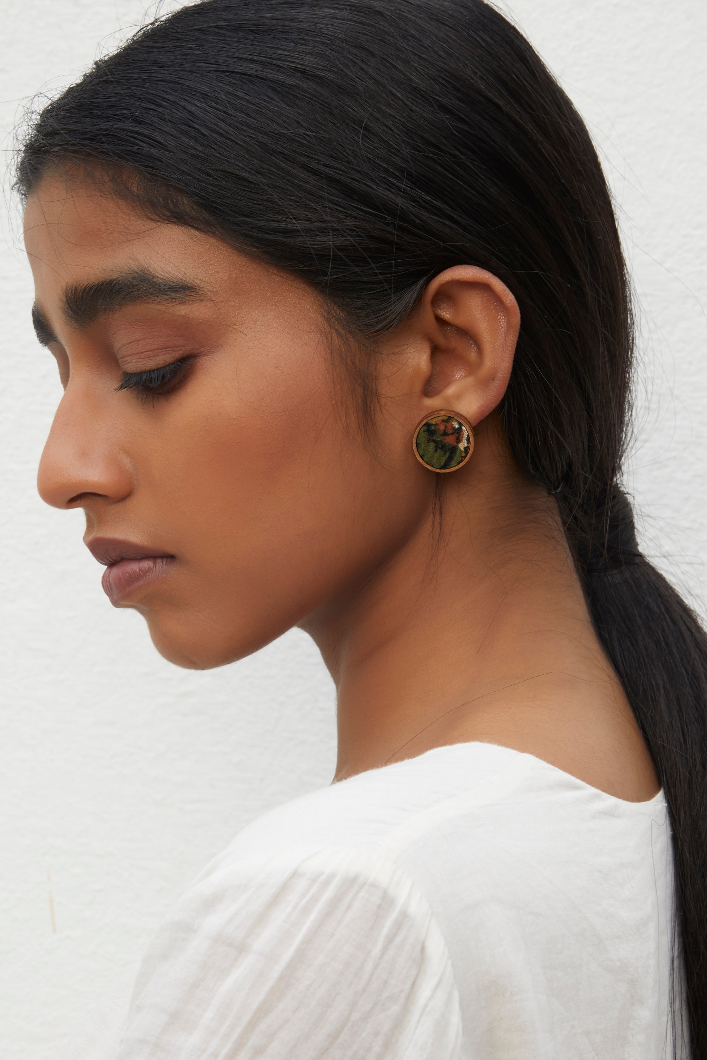 WHE Kalamkari Print Repurposed Fabric and Wood Stud