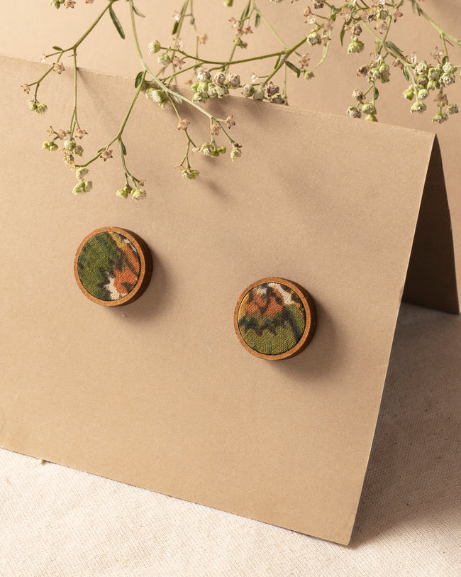 WHE Kalamkari Print Repurposed Fabric and Wood Stud