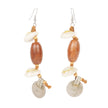 WHE Handmade Tribal Shell Wood And Repurposed Coin Earring