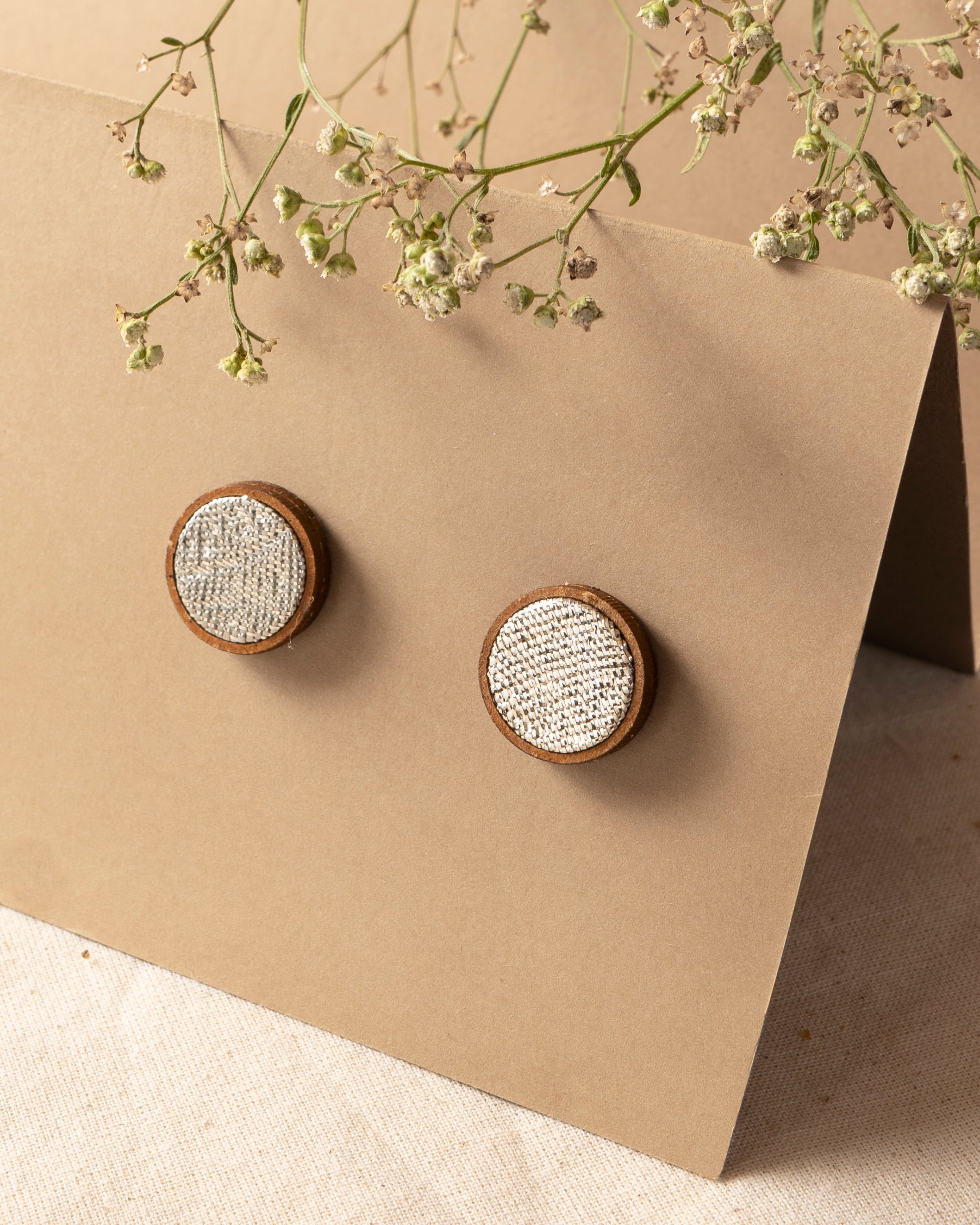 WHE Silver Repurposed Fabric and Wood Stud