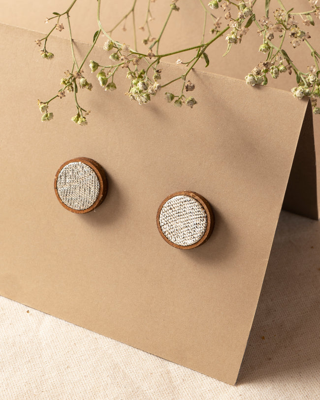 WHE Silver Repurposed Fabric and Wood Stud