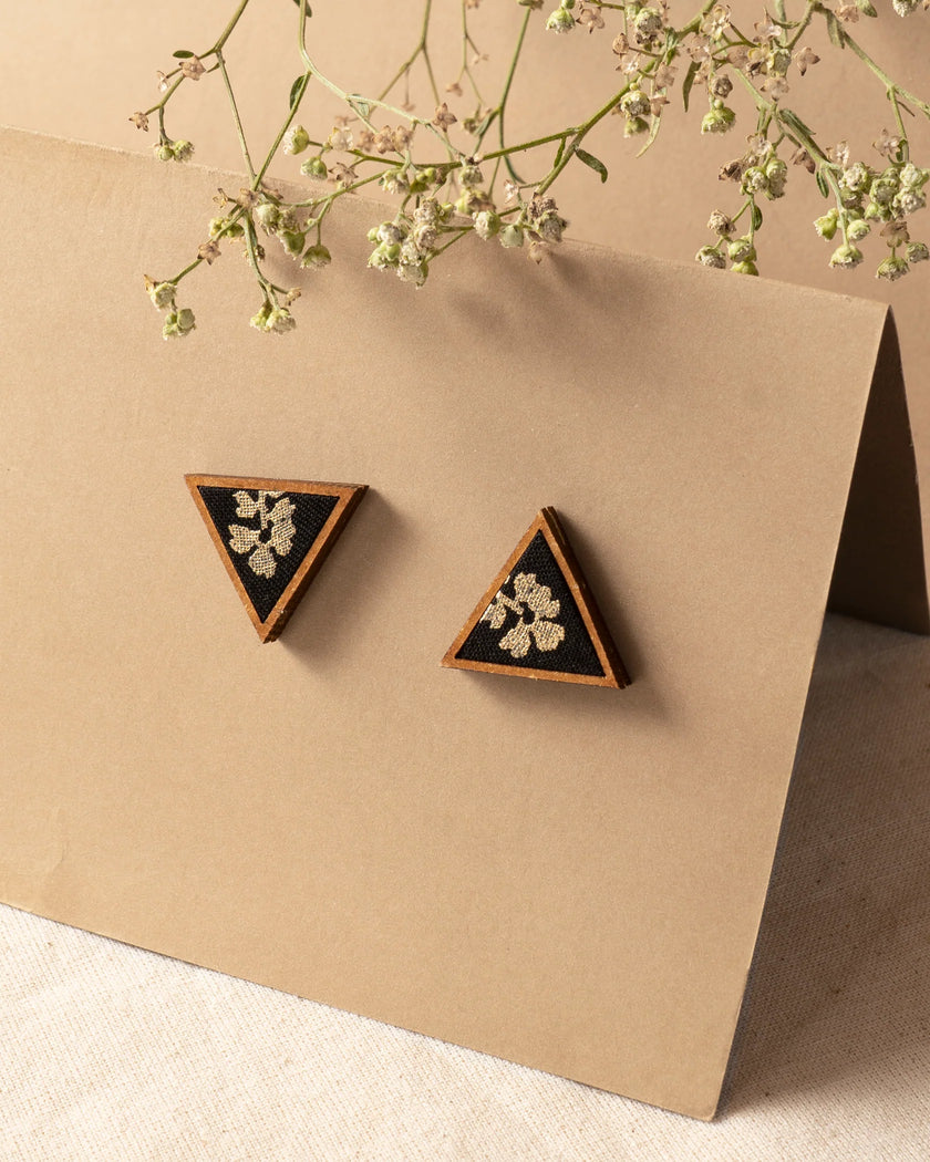 WHE Black and Golden Upcycled Fabric and Repurposed Wood Stud