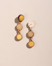 WHE Yellow Festive Repurposed Fabric and Wood Round Earring