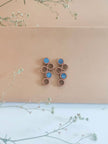WHE Blue Unity Repurposed Fabric and Wood Earring