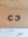 WHE Blue Compassion Upcycled Fabric and Repurposed Wood Earring