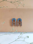 WHE Azure Arch Repurposed Fabric & Wood Earrings