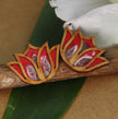 WHE Red Bloom Lotus Repurposed Fabric and Wood Earrings