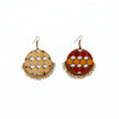WHE Red Mustard Festive Repurposed Fabric and Wood Statement Danglers