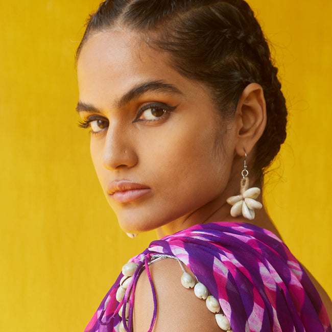 WHE Handmade Cowry Jute Earrings