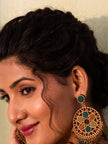 WHE Green Wheel Repurposed Fabric and Wood Earrings