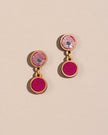 WHE Pink Pure Banarasi Repurposed Fabric and Wood Earrings