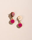 WHE Pink Pure Banarasi Repurposed Fabric and Wood Earrings