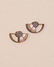 WHE Beige Geometrical Repurposed Fabric and Wood Earring