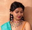 WHE Handcrafted Multicolor Tie and Dye Repurposed Wood and Fabric Dangler Earrings