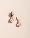 WHE Handcrafted Brown Tie and Dye Repurposed Wood and Fabric Earrings