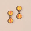 WHE Handcrafted Yellow Orange Tie and Dye Repurposed Wood and Fabric Earrings