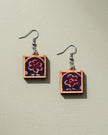 WHE Black Repurposed Ajrakh Fabric and Repurposed Wood Earrings
