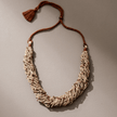 WHE Crocheted Jute and Wooden Bead Multi Strand Adjustable Necklace