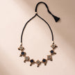 WHE Black Festive Repurposed Fabric and Wood Choker Necklace