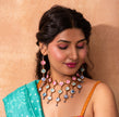 WHE Handcrafted Multicolor Tie and Dye Repurposed Wood and Fabric Statement Necklace