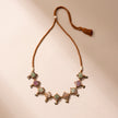 WHE Multicolor Festive Repurposed Fabric and Wood Choker Necklace