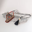WHE Two in One Multicolor Repurposed Fabric and Wood Triangle Pendant