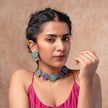 WHE Neel Tarang Kantha Repurposed Silk Fabric and Wood Necklace