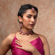 WHE Multicolor Kantha Silk Fabric and Repurposed Wood Necklace