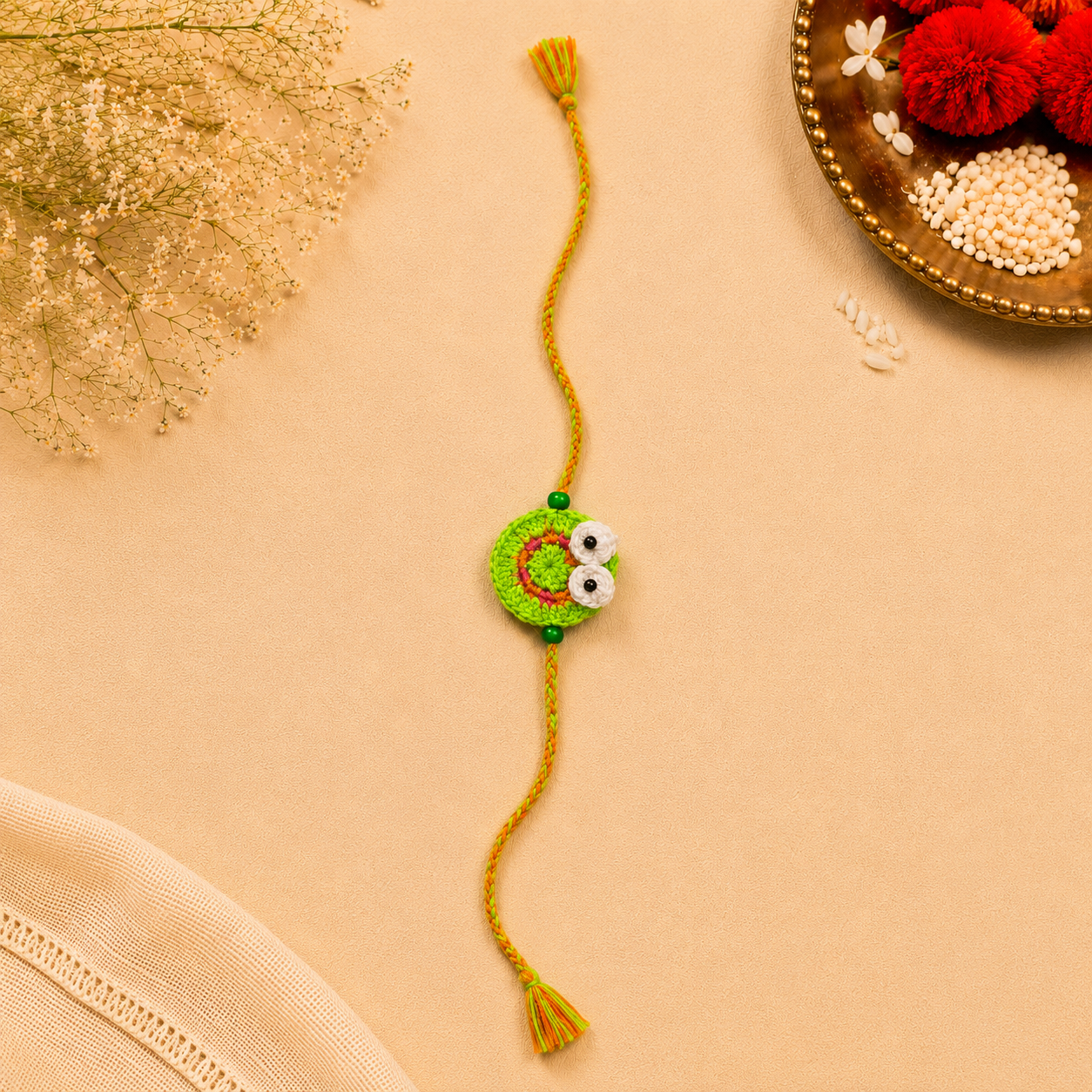 Whe Set of 2 Handmade Crochet Frog & Turtle Rakhi Combo
