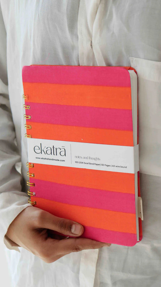 Handcrafted Sustainable A5 Wire Bound ruled 100 GSM paper Journal