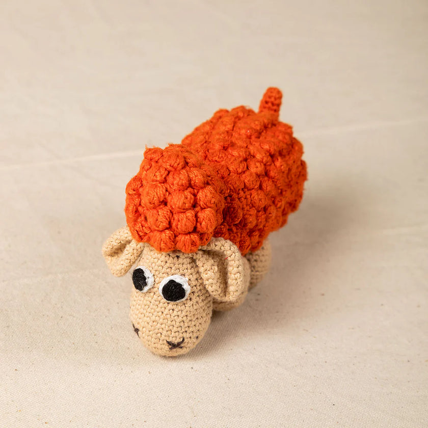 Hand Crochet Orange Sheep Toy