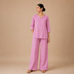 Pink Leaf Handblock Printed Cotton Co-ord Set