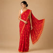 Red Polka Dot Handcrafted Lightweight Mul Cotton Saree