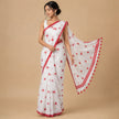 Off White Polka Dot Handcrafted Lightweight Mull Cotton Saree