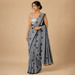 Grey Polka Dot Handcrafted Lightweight Mul Cotton Saree