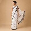 White Polka Dot Handcrafted Lightweight Mull Cotton Saree
