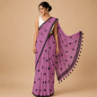 Magenta Polka Dot Handcrafted Lightweight Mull Cotton Saree
