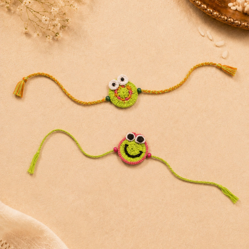 Whe Handmade Crochet Smiley Face Rakhi