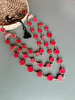 WHE layered Festive Repurposed Fabric and Wood Necklace